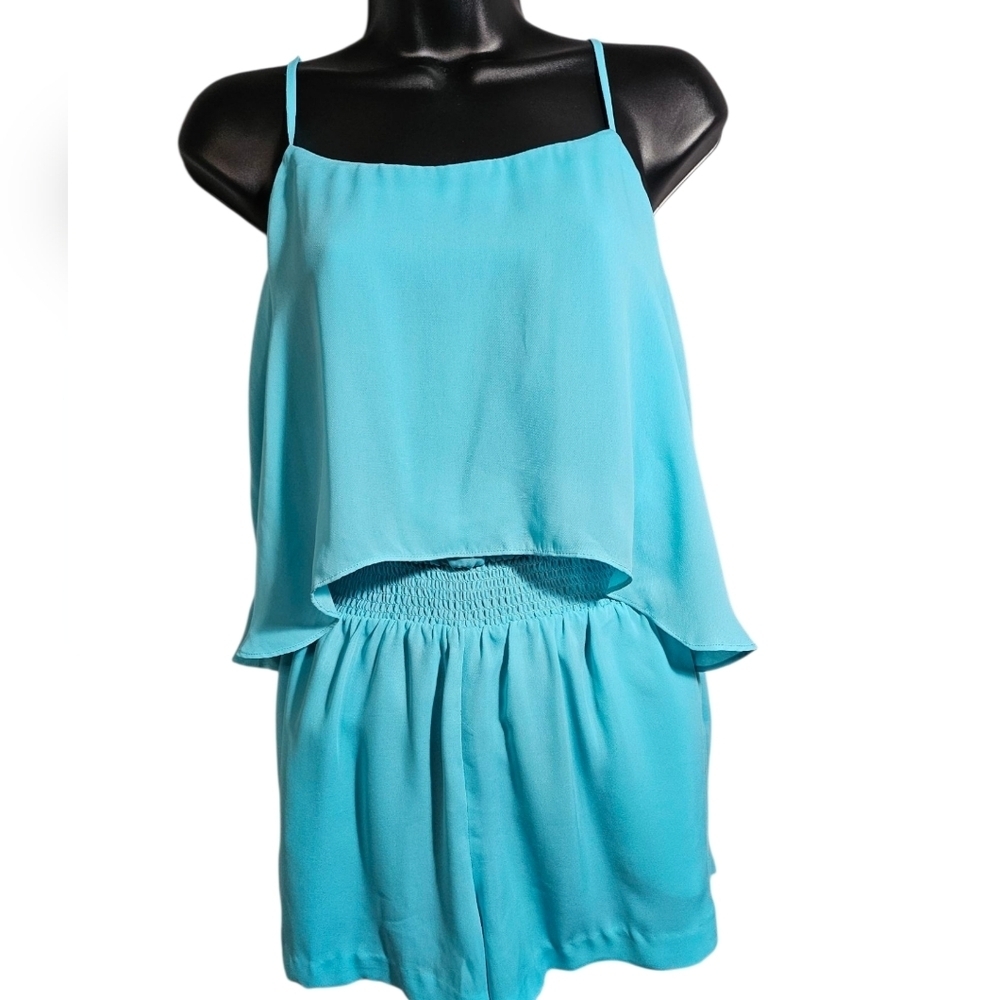 Bebe Turquoise Blue Cami Romper Small